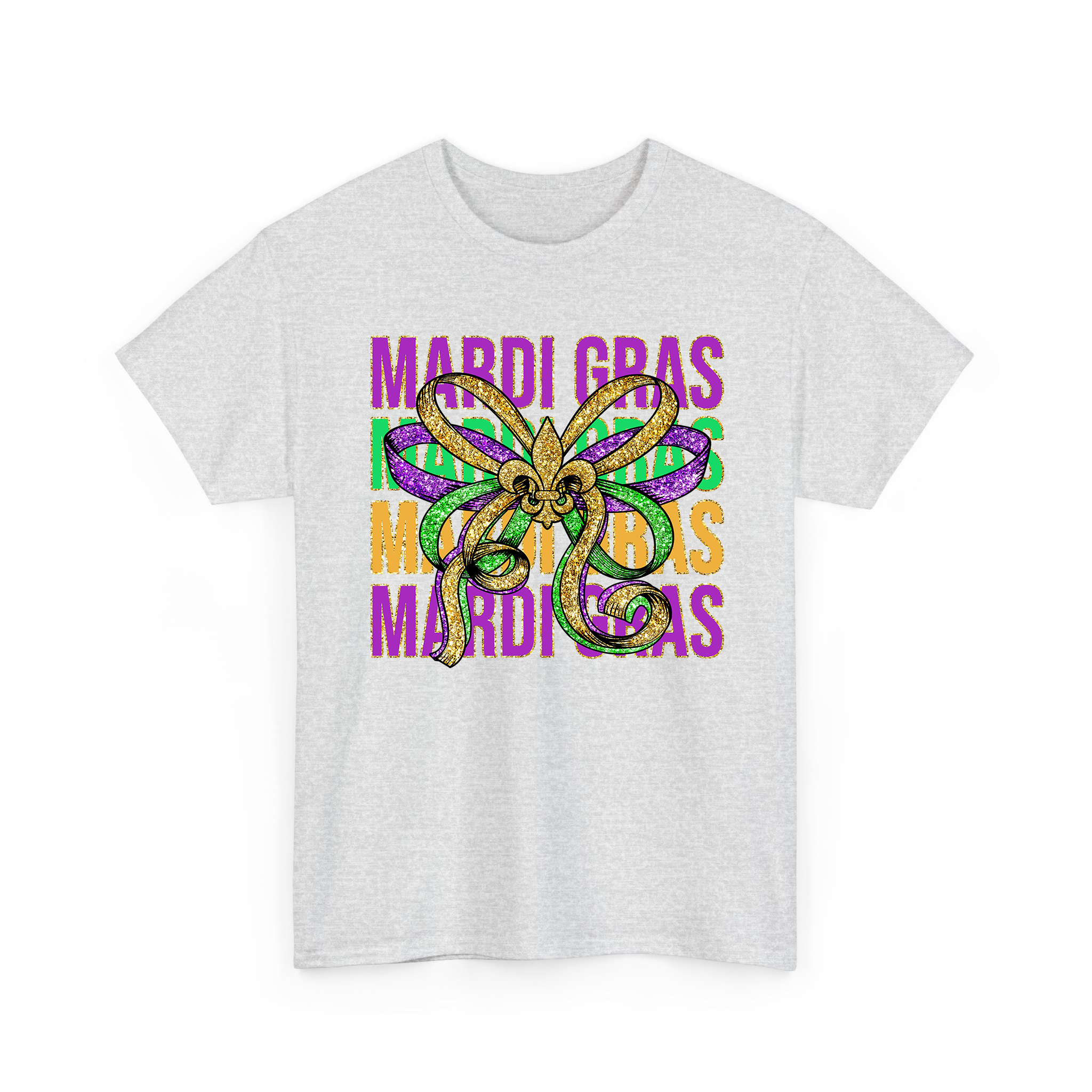 Glitter Mardi Gras Coquette Bow Festival T-shirt