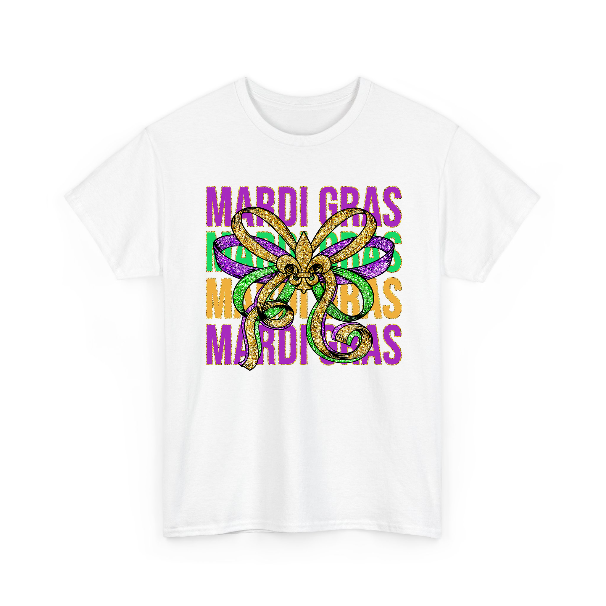 Glitter Mardi Gras Coquette Bow Festival T-shirt