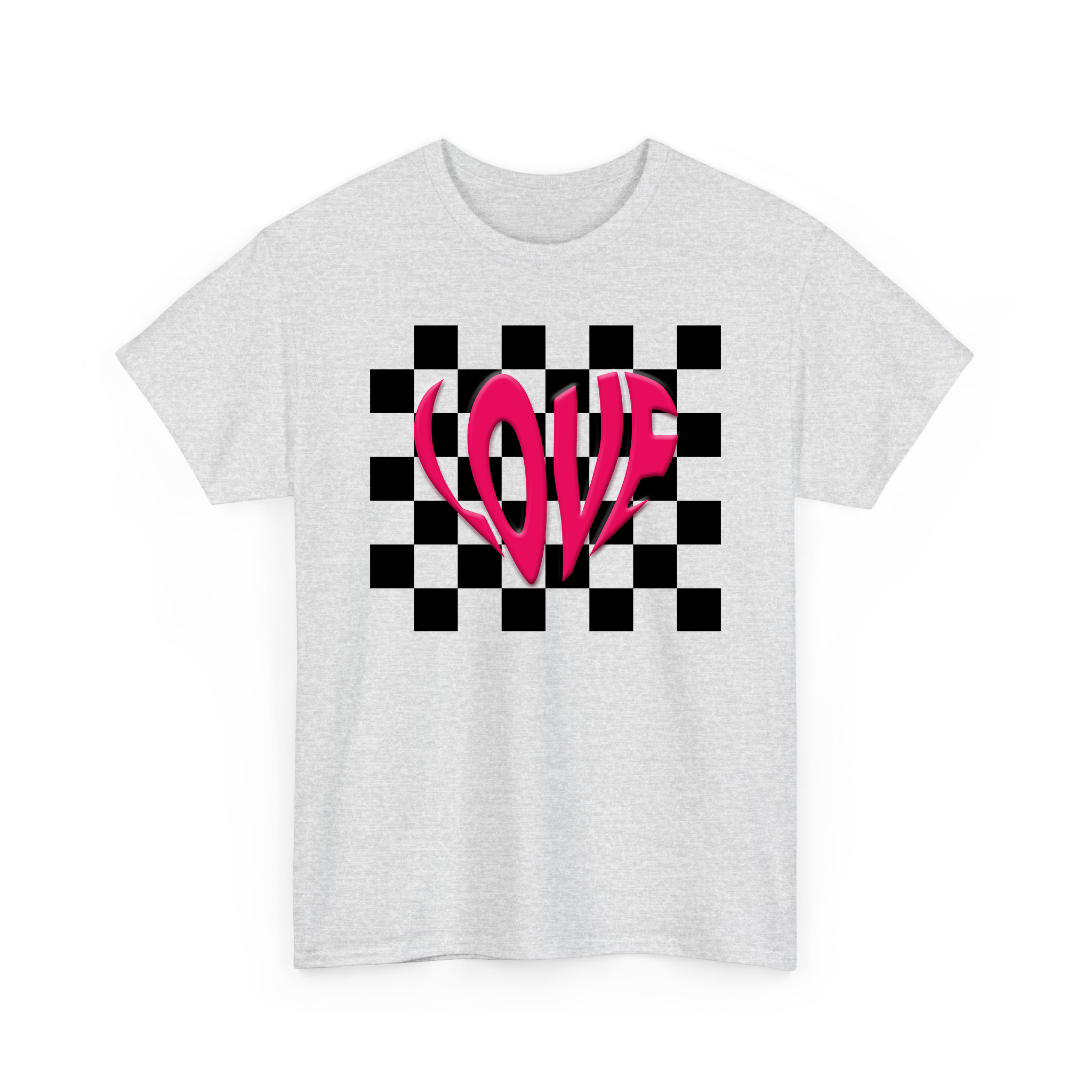 Heart Love Puff Effect Checkerboard Valentine T-shirt