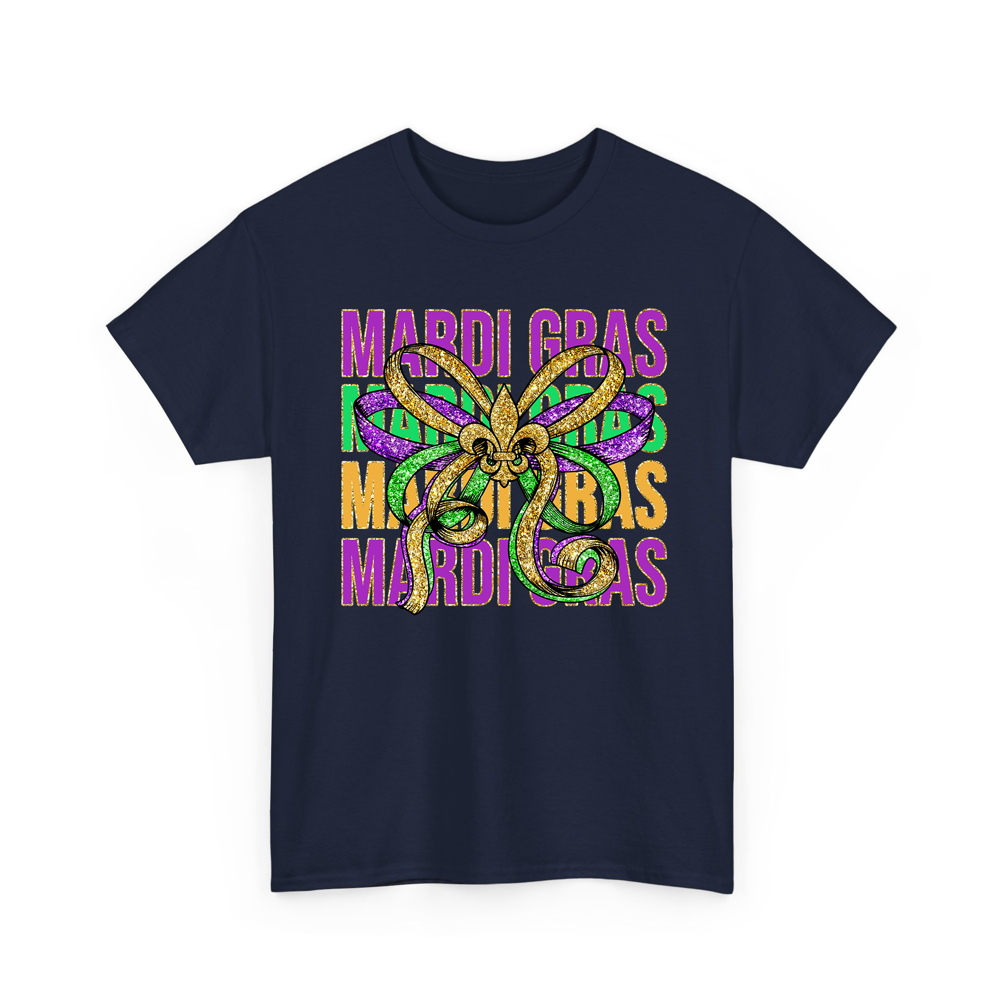 Glitter Mardi Gras Coquette Bow Festival T-shirt