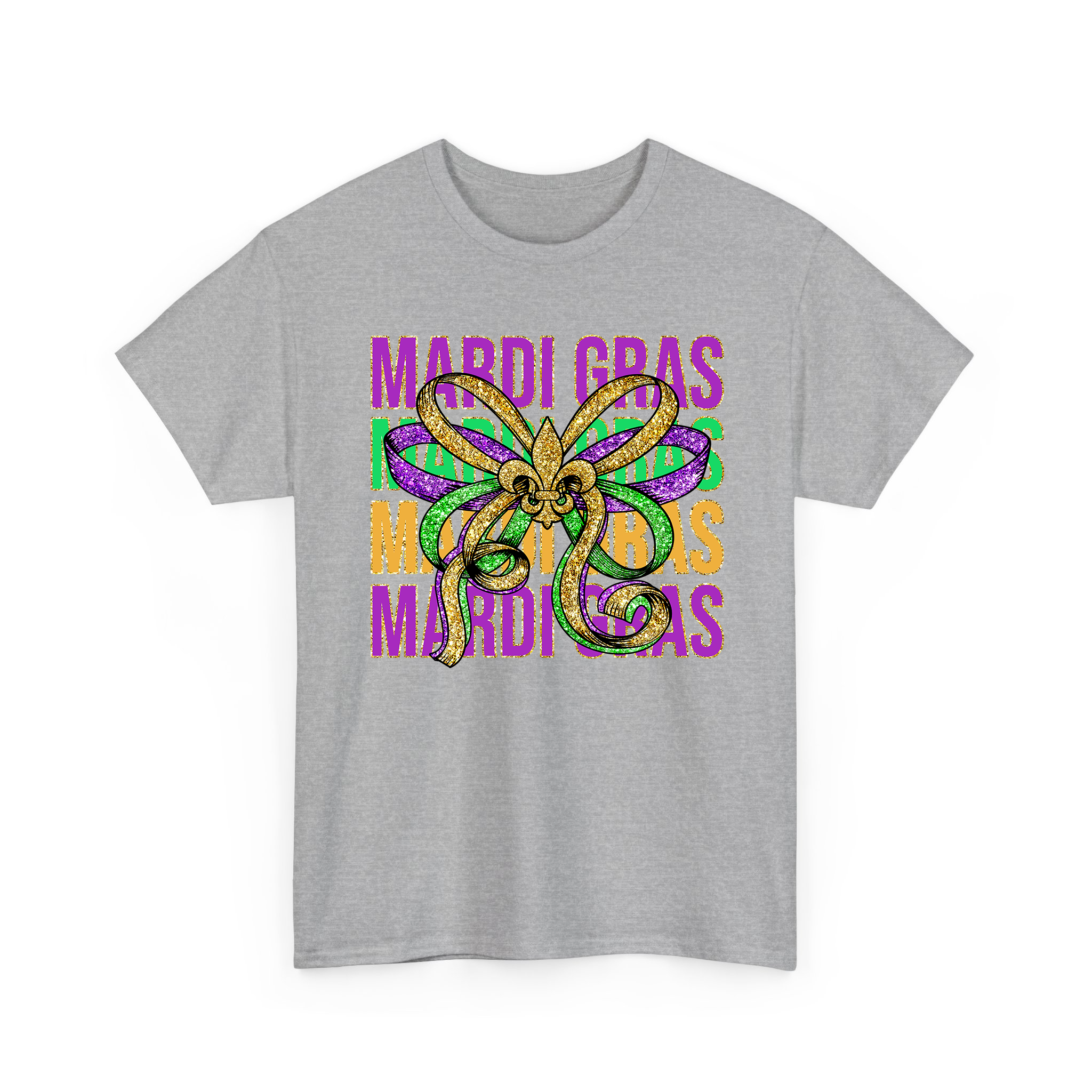 Glitter Mardi Gras Coquette Bow Festival T-shirt