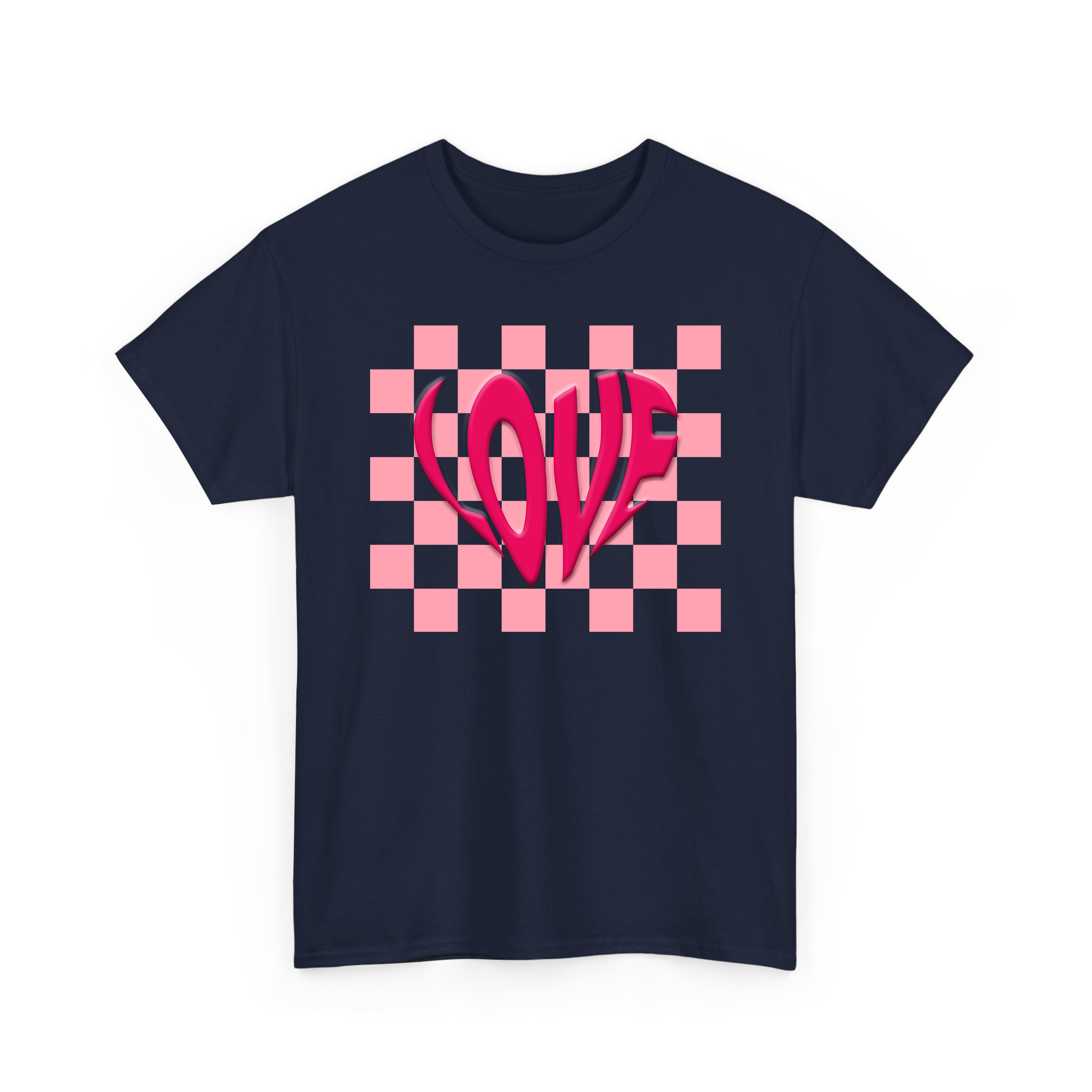 Heart Love Puff Effect Checkerboard Valentine T-shirt