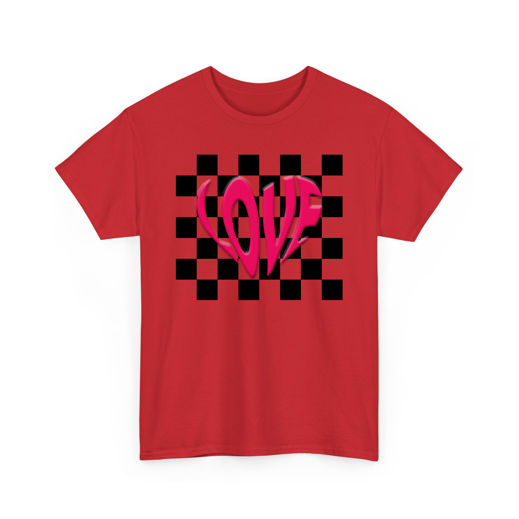 Heart Love Puff Effect Checkerboard Valentine T-shirt