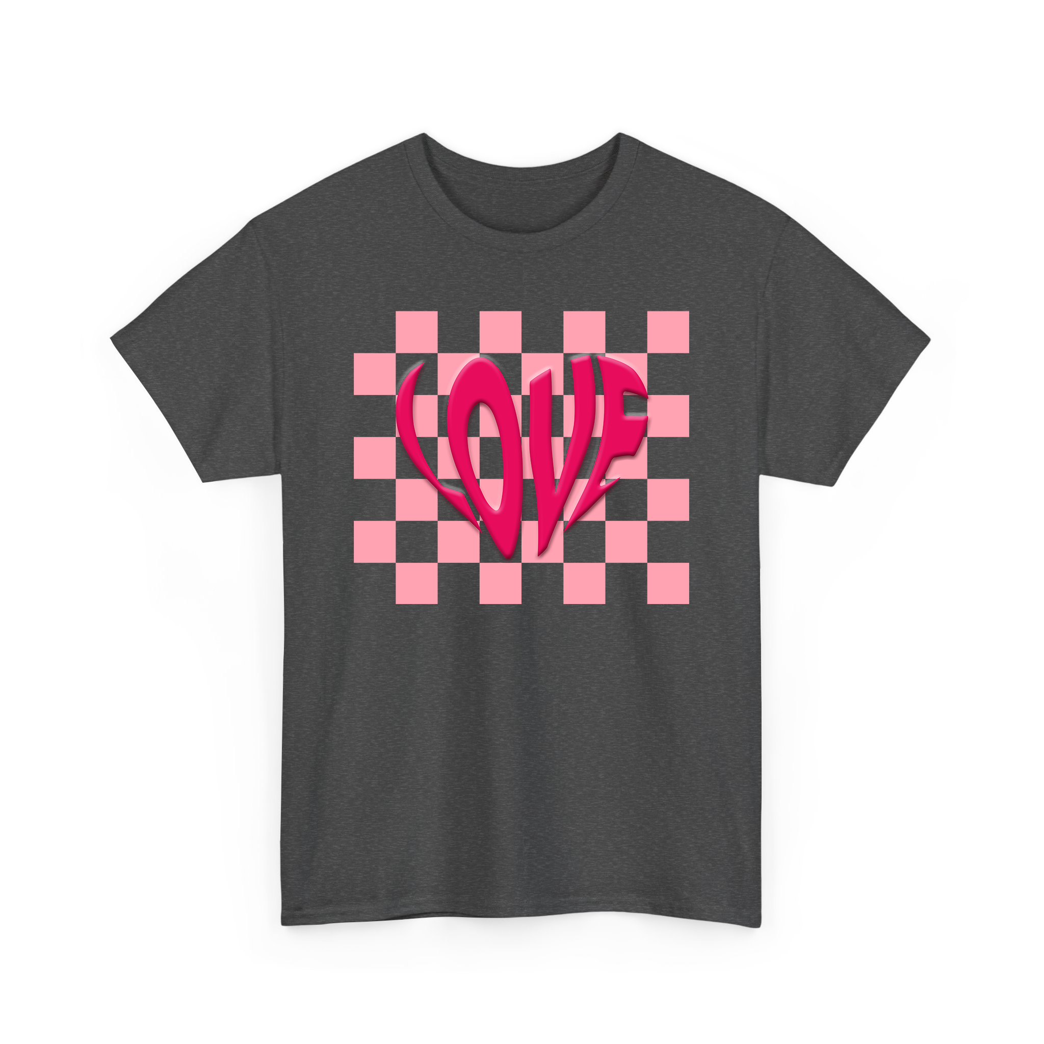 Heart Love Puff Effect Checkerboard Valentine T-shirt