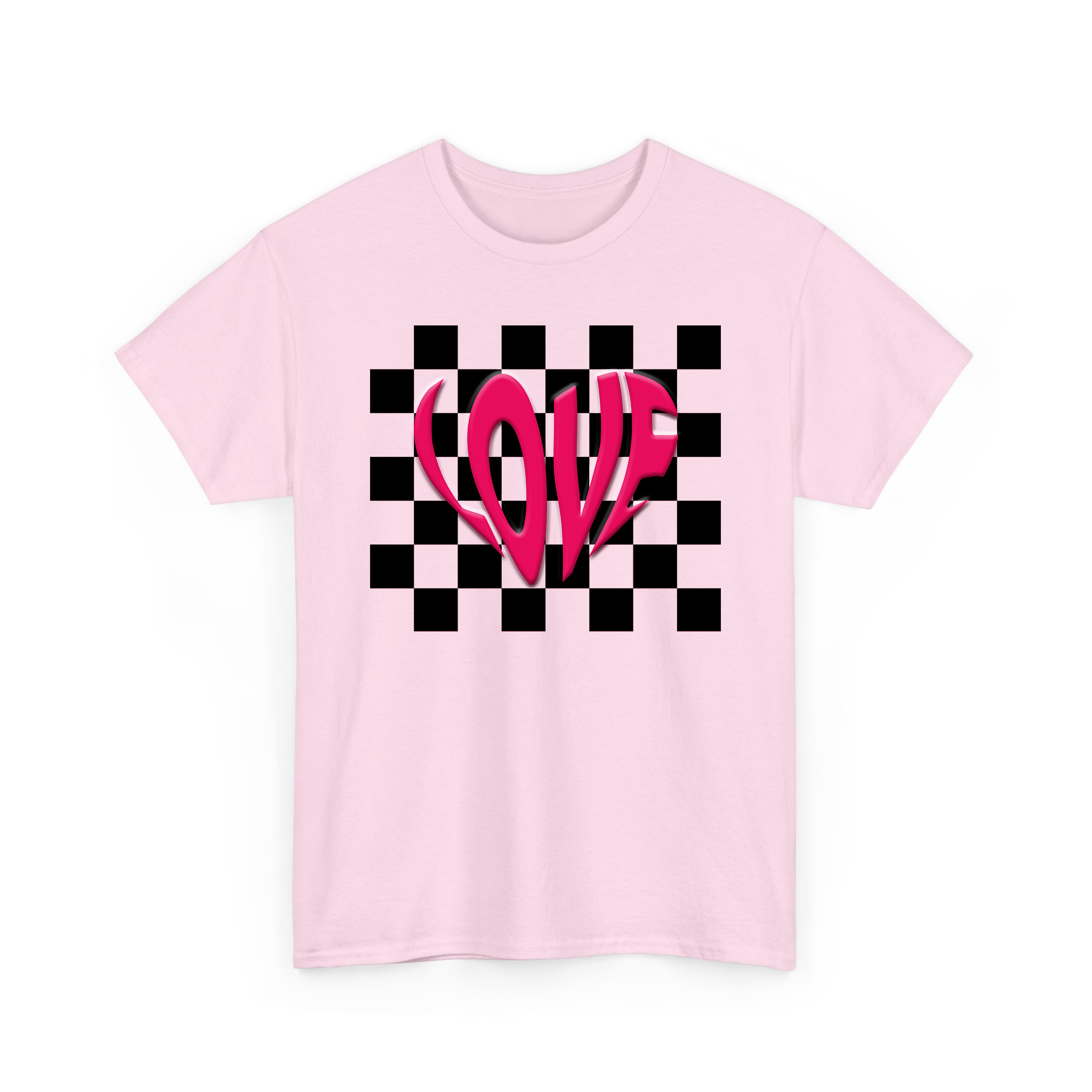 Heart Love Puff Effect Checkerboard Valentine T-shirt