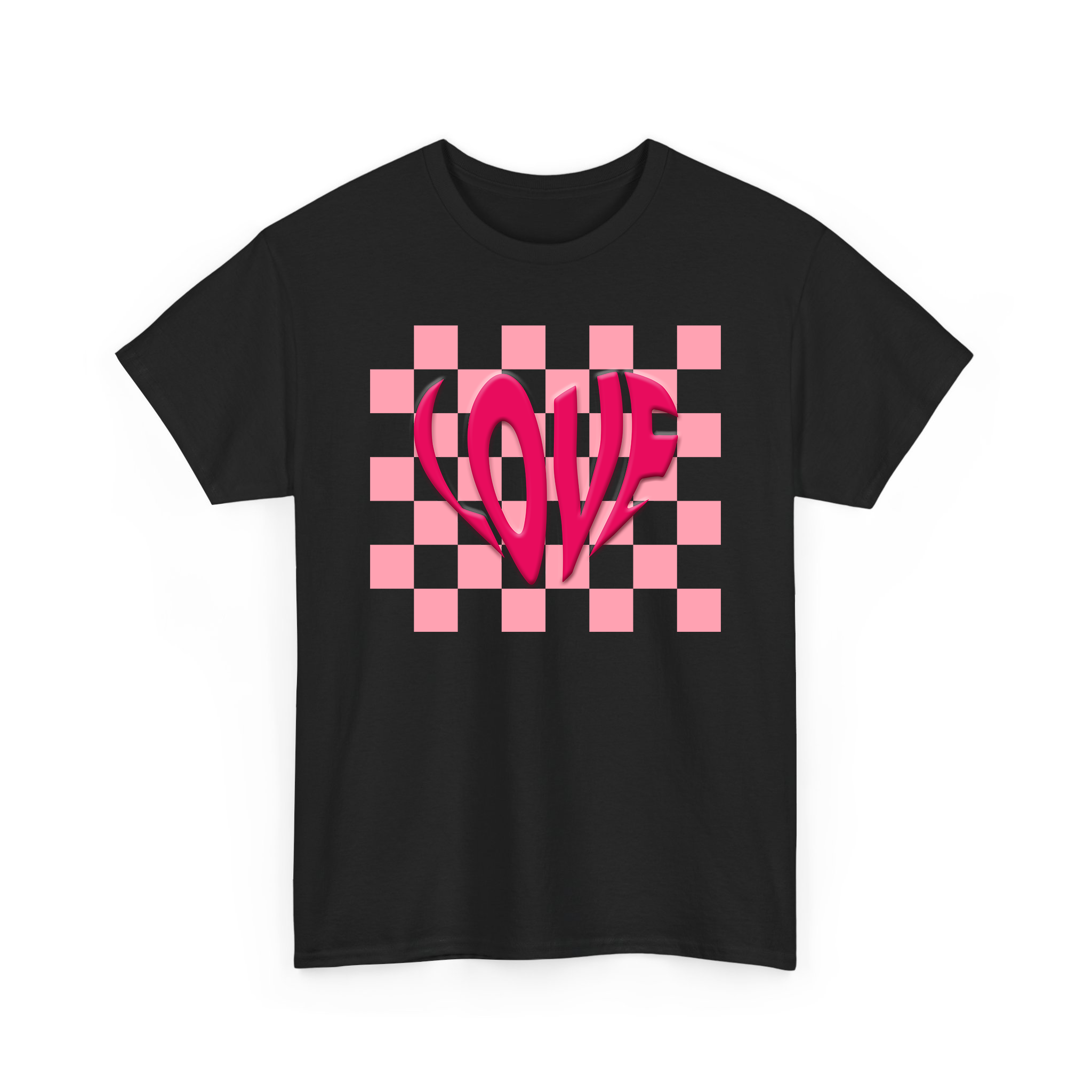 Heart Love Puff Effect Checkerboard Valentine T-shirt