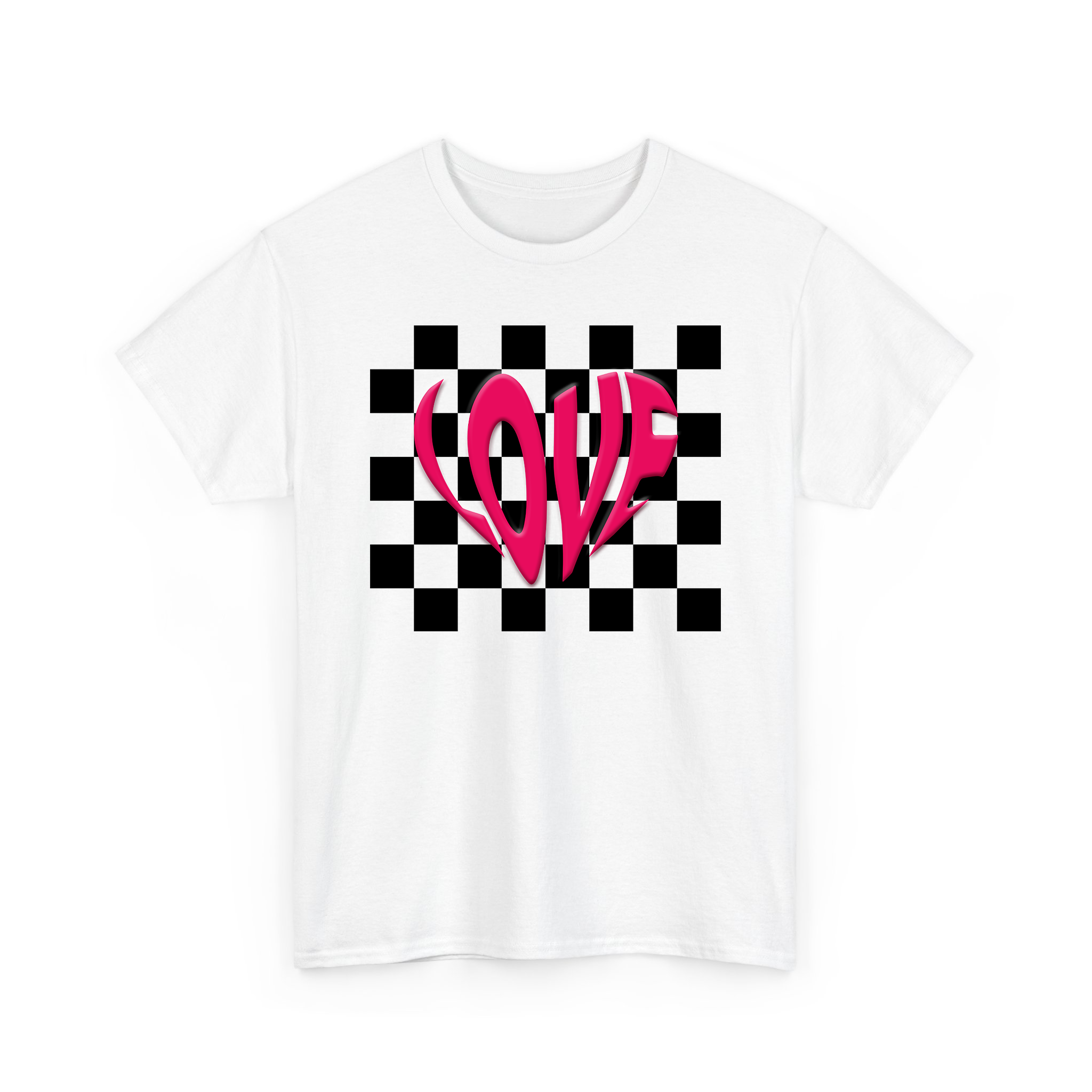 Heart Love Puff Effect Checkerboard Valentine T-shirt