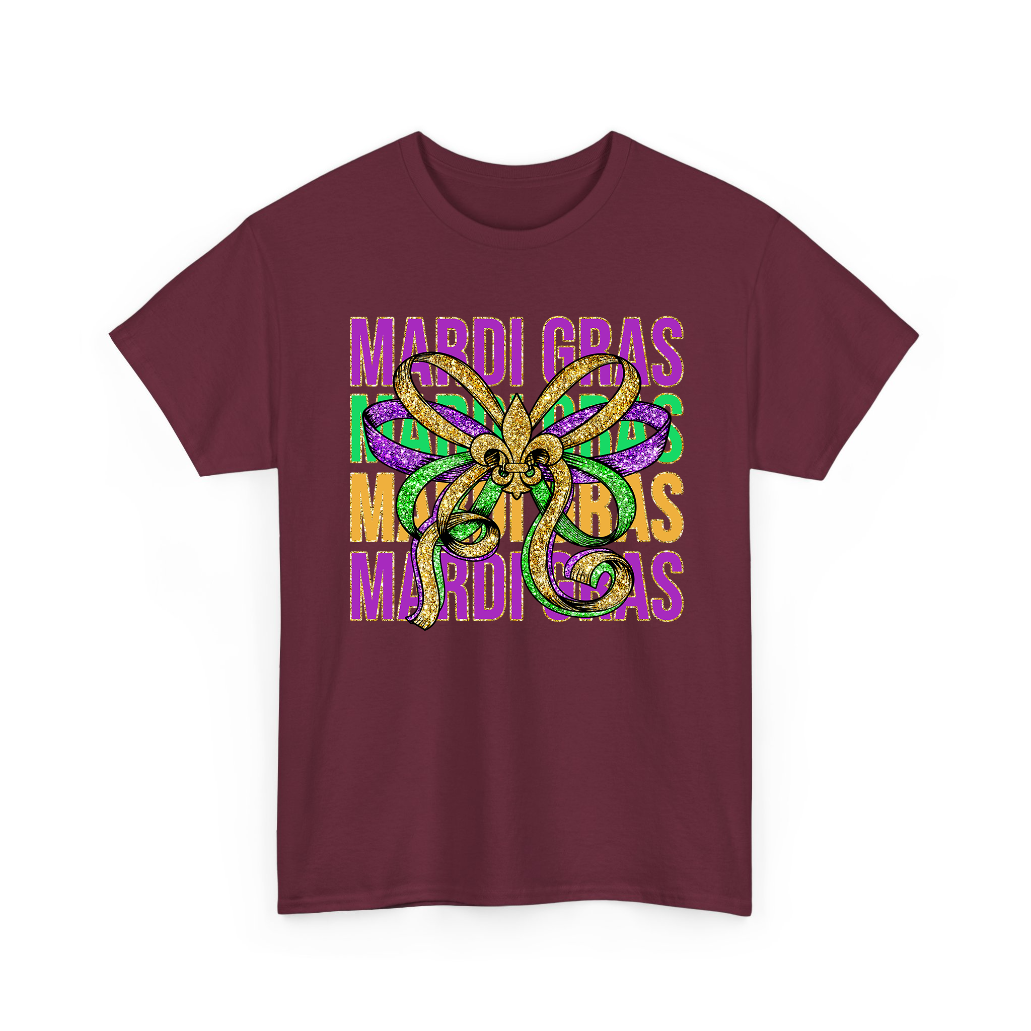 Glitter Mardi Gras Coquette Bow Festival T-shirt