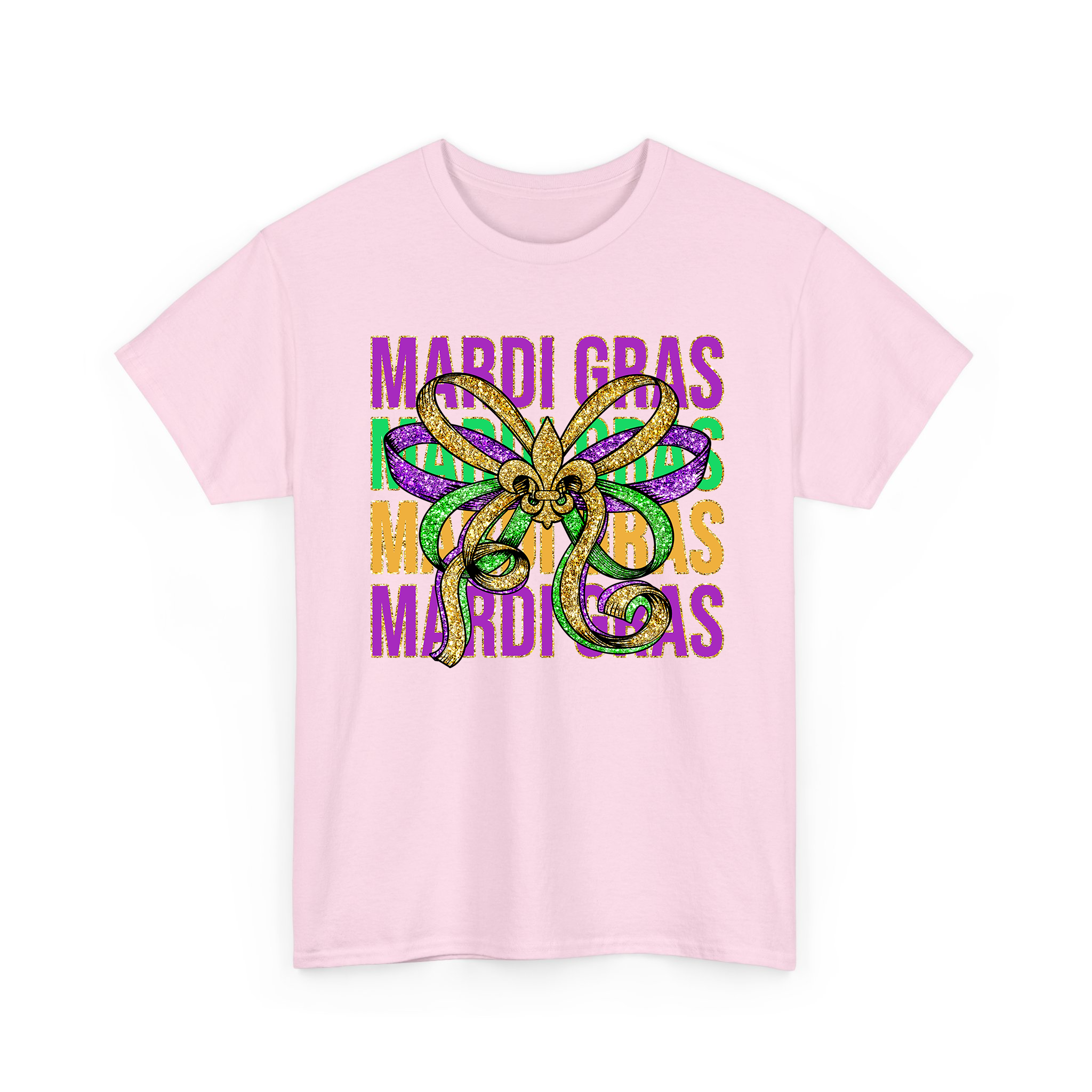 Glitter Mardi Gras Coquette Bow Festival T-shirt