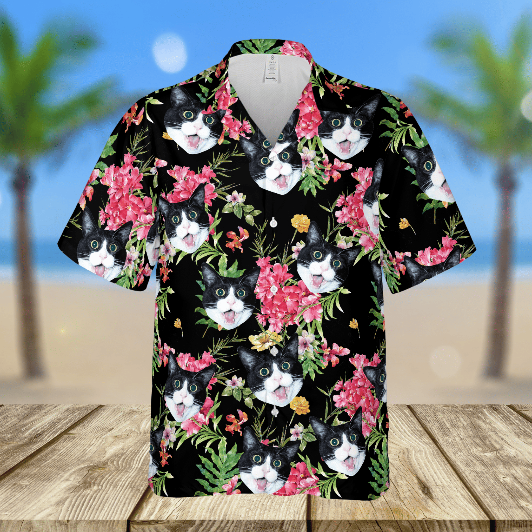 Personalized Pet's Photo Dog Cat Face Tropical Hawaiian Shirt