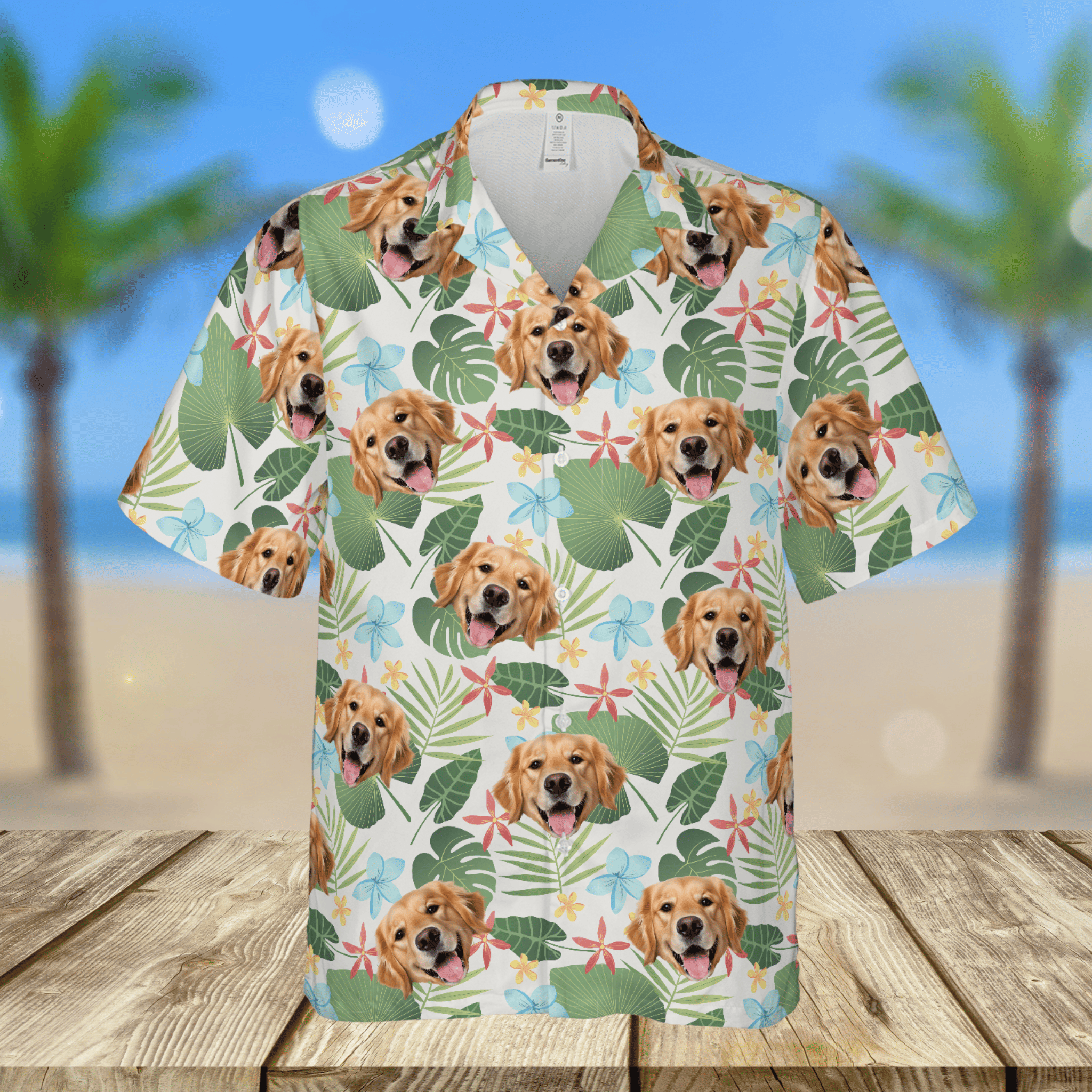 Personalized Pet's Photo Dog Cat Face Tropical Hawaiian Shirt