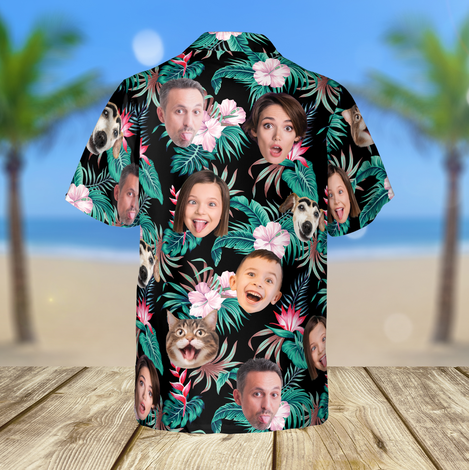 Personalized Family Members's Face Photo Tropical Hawaiian Shirt