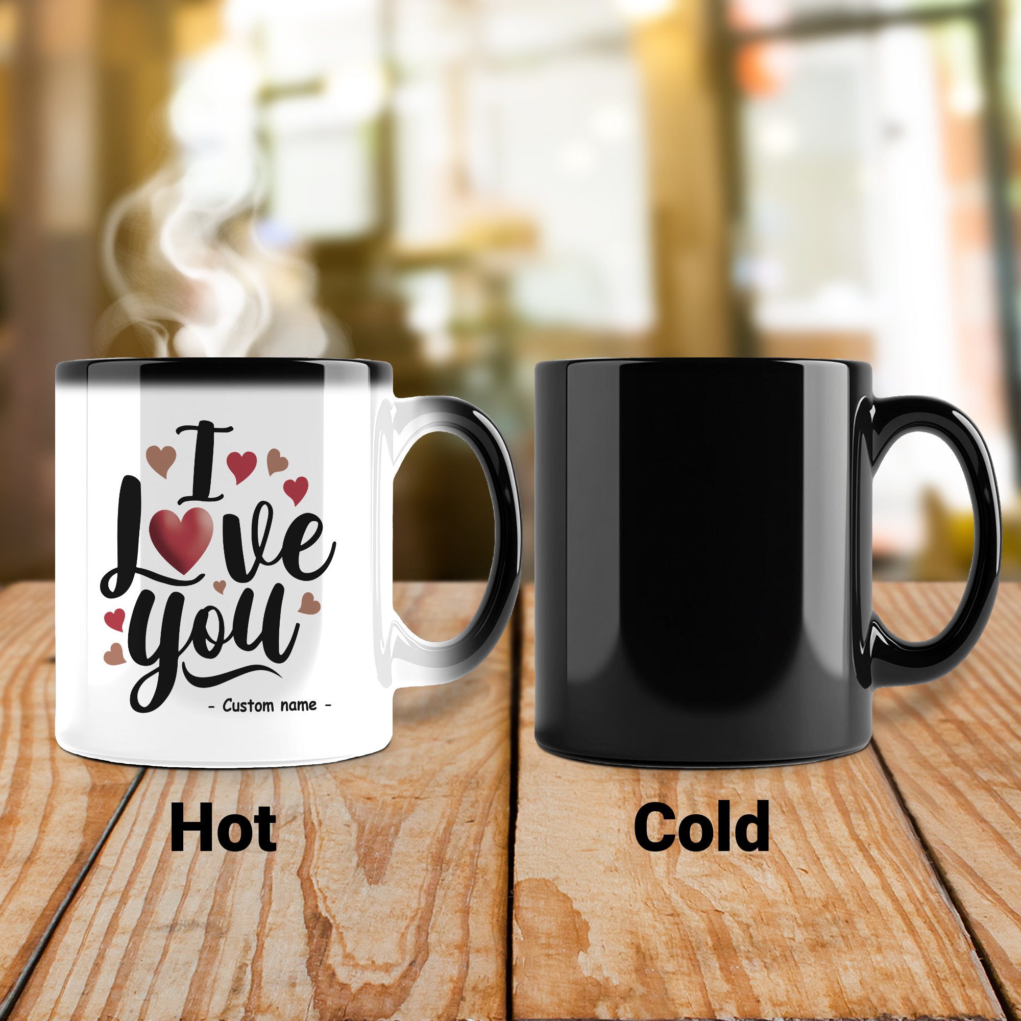 I Love You With Custom Name Color Changing Ceramic Mug 11oz, Gift For Lovers