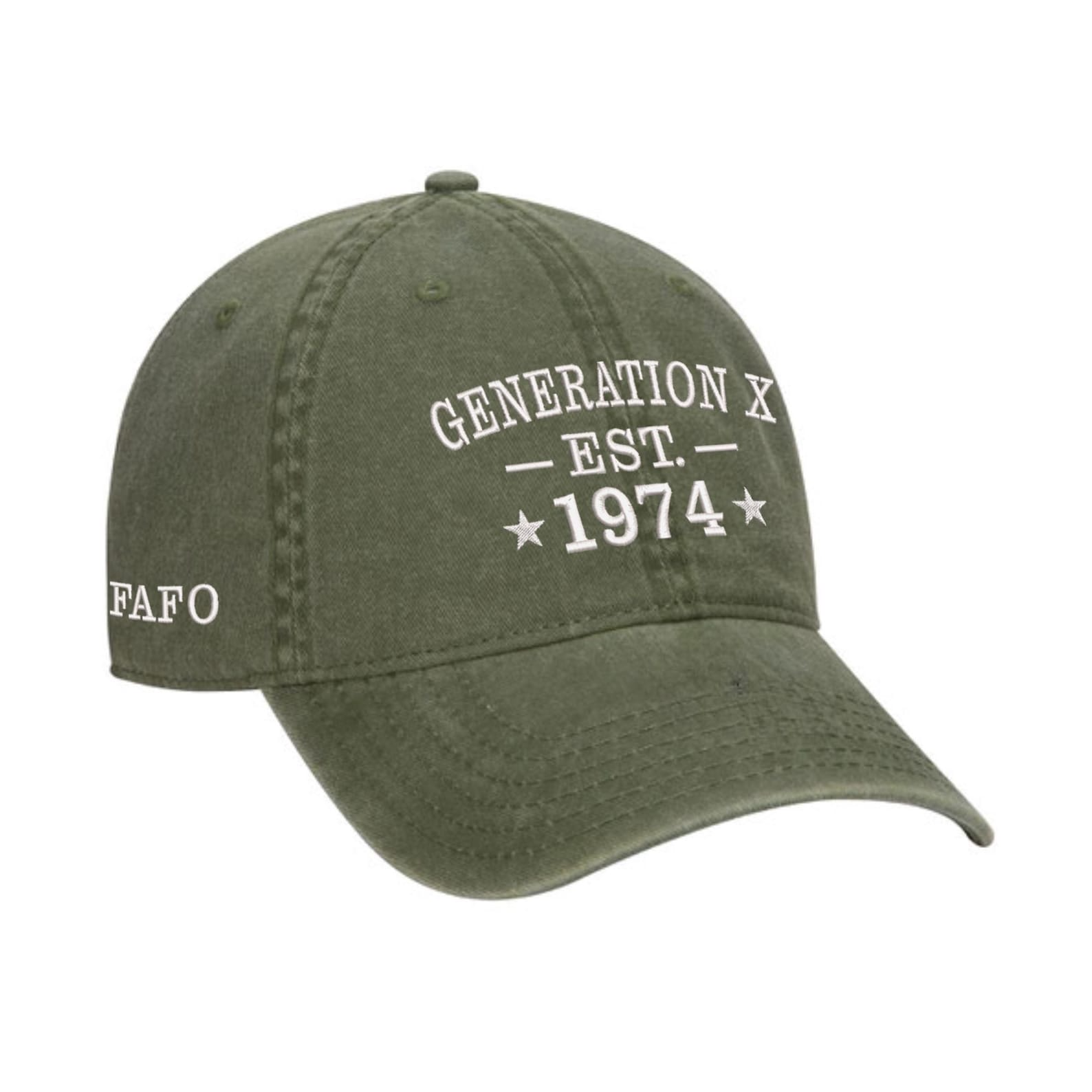 Embroidered Custom Birth Year Generation X Retro Washed Hat, FAFO Cap